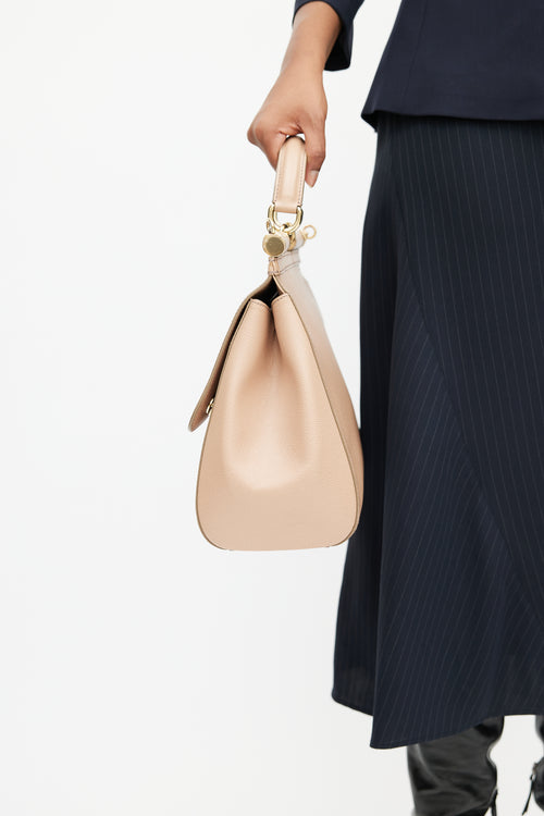Dolce & Gabbana Beige Leather Large Sicily Shoulder Bag