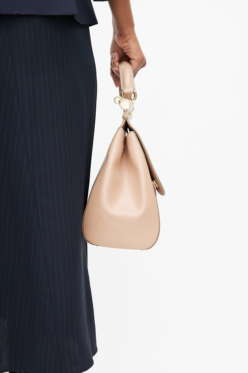 Dolce & Gabbana Beige Leather Large Sicily Shoulder Bag