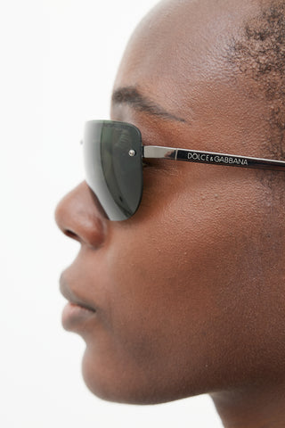 Dolce & Gabbana Black 404S Rimless Aviator Sunglasses