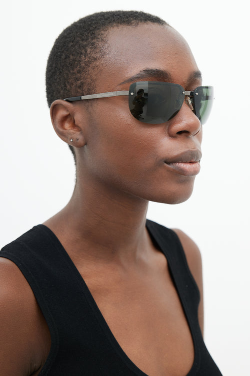 Dolce & Gabbana Black 404S Rimless Aviator Sunglasses