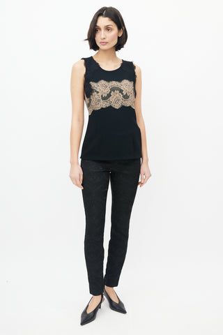 Dolce & Gabbana Black & Beige Lace Top