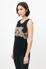 Dolce & Gabbana Black & Beige Lace Top