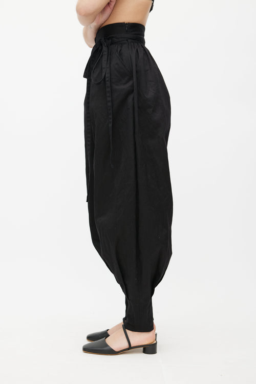 Dolce & Gabbana Black Belted Gathered Trouser