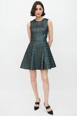 Dolce & Gabbana Black Blue & Gold Jacquard Diamond Dress