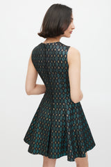 Dolce & Gabbana Black Blue & Gold Jacquard Diamond Dress