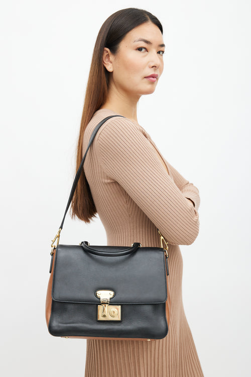 Dolce & Gabbana Black & Brown Miss Linda Shoulder Bag