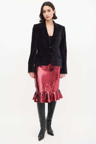 Dolce & Gabbana Black Burnout Velvet Three Pocket Blazer