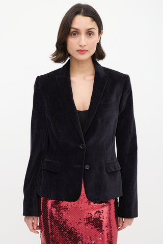 Dolce & Gabbana Black Burnout Velvet Three Pocket Blazer