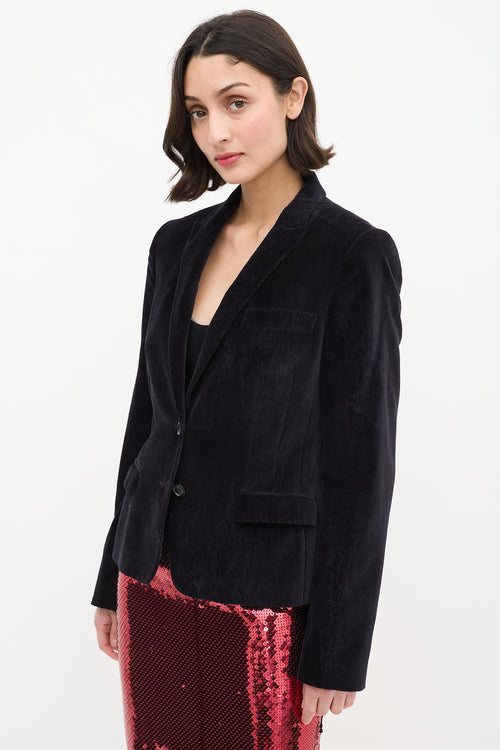 Dolce & Gabbana Black Burnout Velvet Three Pocket Blazer