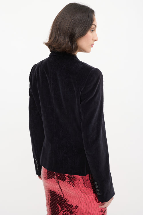 Dolce & Gabbana Black Burnout Velvet Three Pocket Blazer