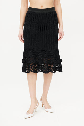 Dolce & Gabbana Black Crochet & Silk Slip Skirt