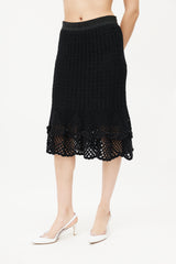 Dolce & Gabbana Black Crochet & Silk Slip Skirt