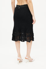 Dolce & Gabbana Black Crochet & Silk Slip Skirt