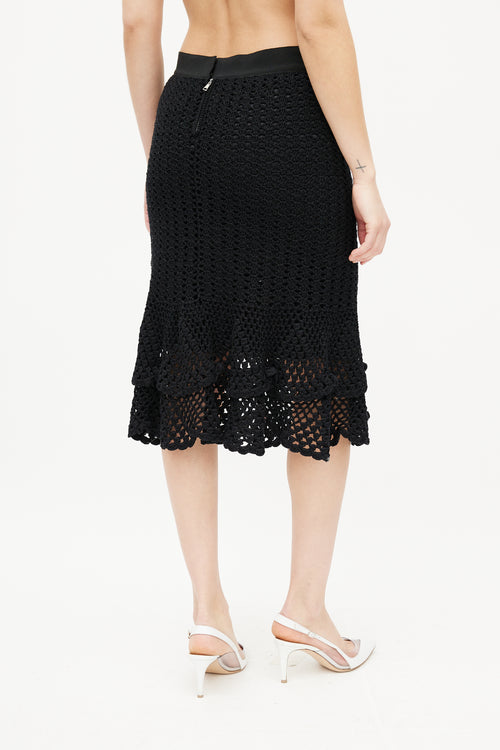 Dolce & Gabbana Black Crochet & Silk Slip Skirt