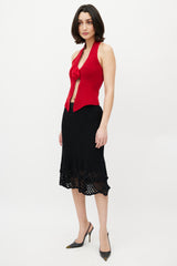 Dolce & Gabbana Black Crochet & Silk Slip Skirt