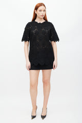 Dolce & Gabbana Black Crocheted Floral Top
