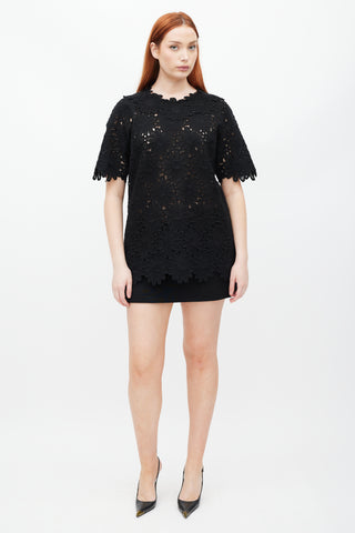 Dolce & Gabbana Black Crocheted Floral Top