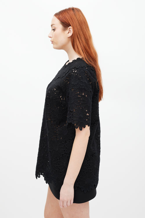 Dolce & Gabbana Black Crocheted Floral Top
