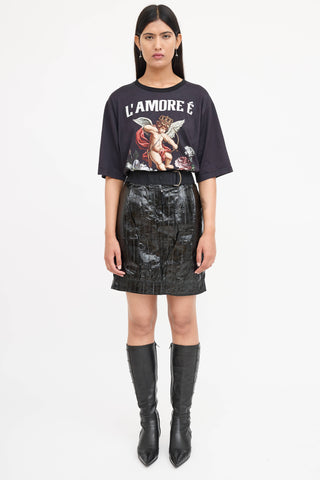 Textured Belted Skirt