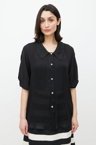 Dolce & Gabbana Black Floral Brocade Silk Shirt
