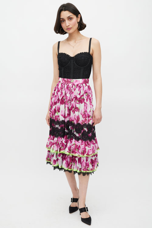 Dolce & Gabbana Black Floral Lace Bustier Top