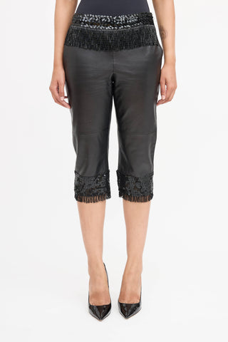 Dolce & Gabbana Leather Embellished Capri Pant