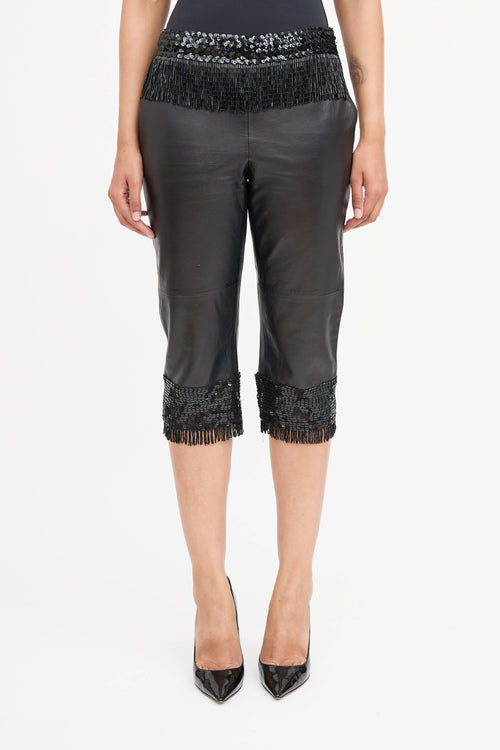 Dolce & Gabbana Leather Embellished Capri Pant