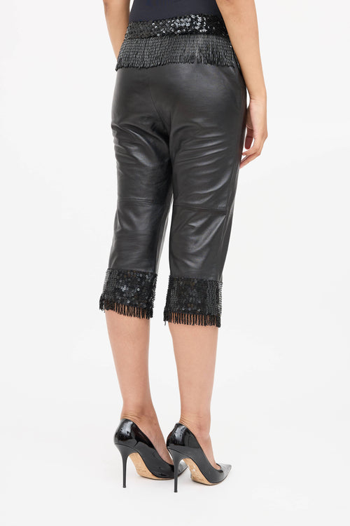Dolce & Gabbana Leather Embellished Capri Pant