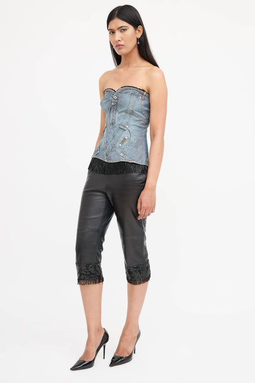 Dolce & Gabbana Leather Embellished Capri Pant