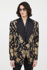 Dolce & Gabbana Black & Gold Floral Brocade Blazer