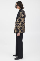 Dolce & Gabbana Black & Gold Floral Brocade Blazer