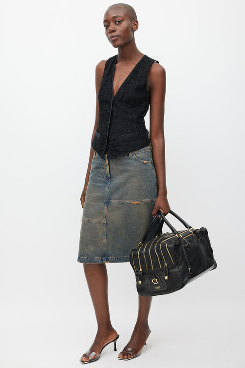 Dolce & Gabbana Black & Gold Leather Lily Bag