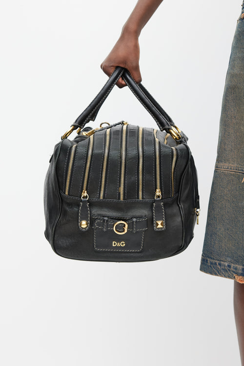 Dolce & Gabbana Black & Gold Leather Lily Bag
