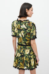 Dolce & Gabbana Black & Green Cady Pear Lace Dress