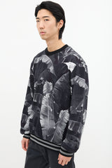 Dolce & Gabbana Black & Grey Foliage Graphic Crewneck