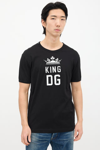 Dolce & Gabbana Black King DG Patch T-Shirt