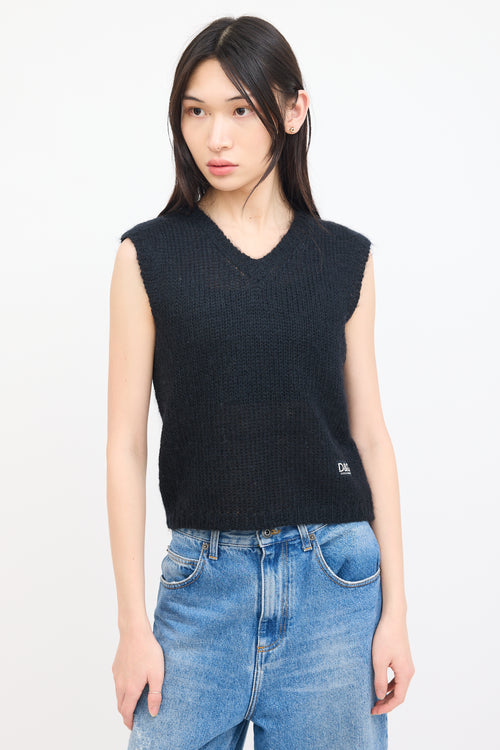 Dolce & Gabbana Black Knit V-Neck Vest