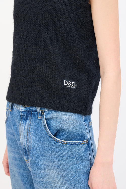 Dolce & Gabbana Black Knit V-Neck Vest