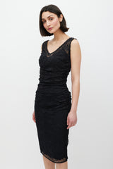 Dolce & Gabbana Black Lace Gathered Dress
