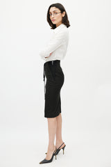 Dolce & Gabbana Black Lace Up Pencil Midi Skirt