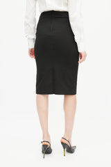 Dolce & Gabbana Black Lace Up Pencil Midi Skirt