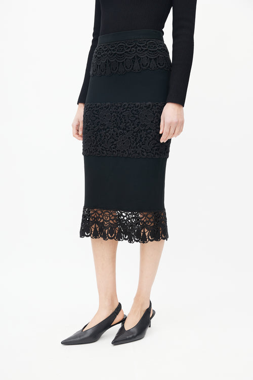 Dolce & Gabbana Black Lace Tiered Skirt