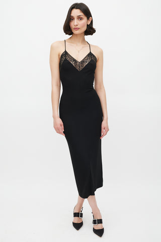 Dolce & Gabbana Black Lace Trimmed Low Back Dress