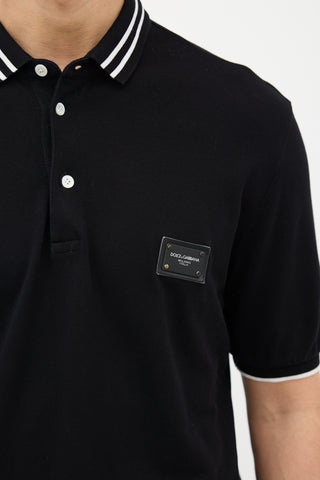 Dolce & Gabbana Black Logo Tab Polo