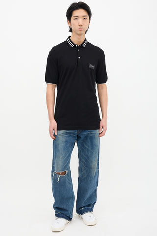 Dolce & Gabbana Black Logo Tab Polo