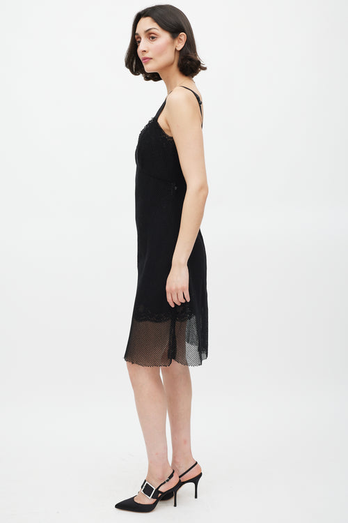 Dolce & Gabbana Black Mesh Layered Midi Dress