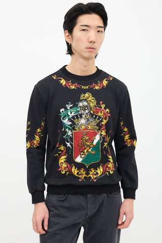 Dolce & Gabbana Black & Multi Armour Graphic Crewneck