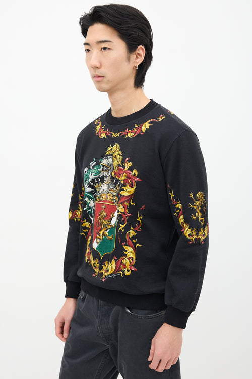 Dolce & Gabbana Black & Multi Armour Graphic Crewneck