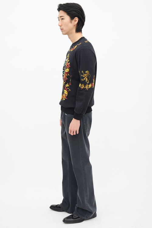Dolce & Gabbana Black & Multi Armour Graphic Crewneck