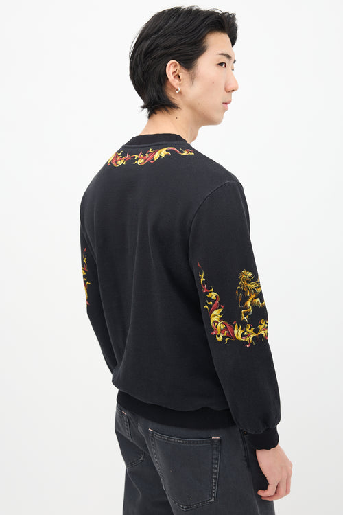Dolce & Gabbana Black & Multi Armour Graphic Crewneck